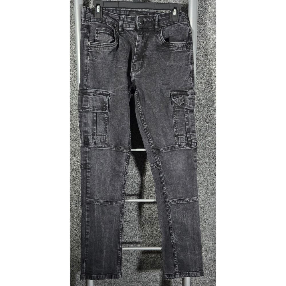 Steve's Jeans Mens Washed Black Cargo Denim Pants Slim Fit 32x32 SU9B9BBLK6